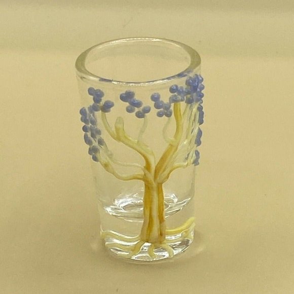 Art Glass Accents Art Glass Cherry Blossom Tree Shot Glass Signed Max 25 Purple Flowers